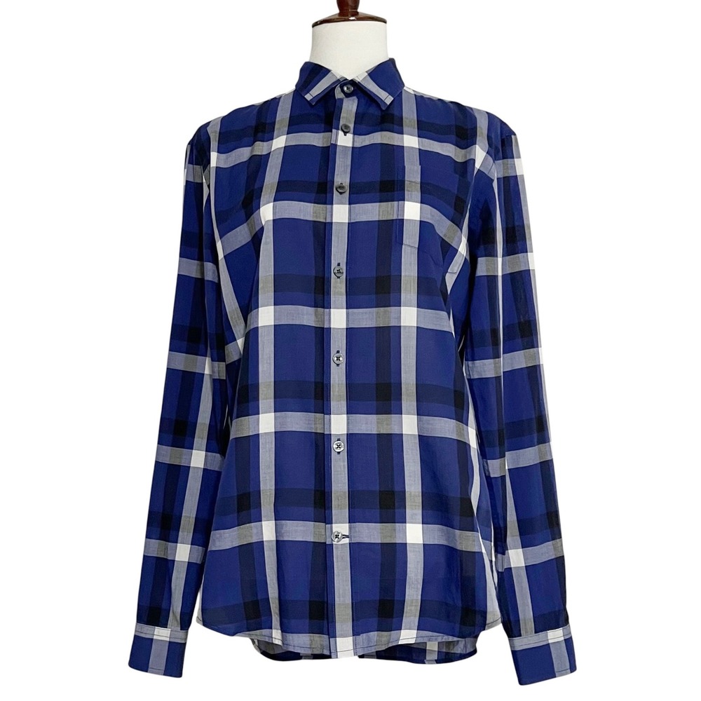 Vince Blue Plaid Button Down Shirt Men's Long Sleeve Casual Dress Shirt Sz Small